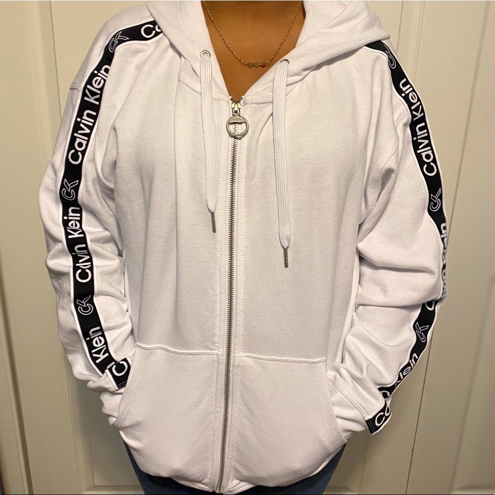NWT Calvin Klein White ZIP-Up Hoodie